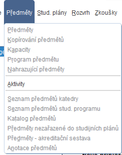 STAG a menu Aktivity