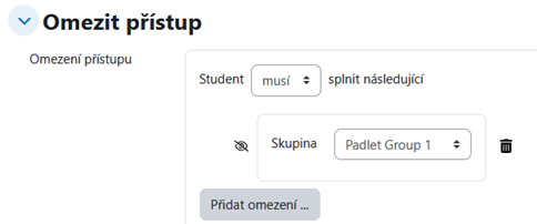 Nastavení viditelnosti aktivity na konrkétní skupinu